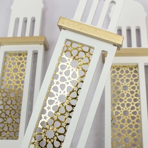 라마단 문 타워 장식 무슬림 이드 아크릴 초승달 타워 나무 모스크 초승달 축제 장식품 - Product Image 3