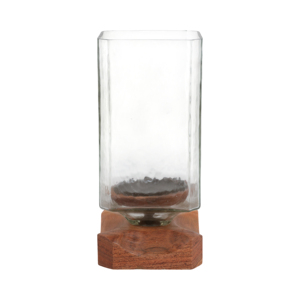 Wood And Glass <b>Candle</b> Holder <b>Hurricane</b> Contemporary Pillar Candlestick For Dining Table Centerpieces - Product Image 4