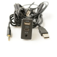 Câble adaptateur USB Type C et AUX 3,5 mm encastrable pour tableau de bord de voiture, bateau, ordinateur, écouteurs, avec blindage tressé en PVC, compatible iOS
