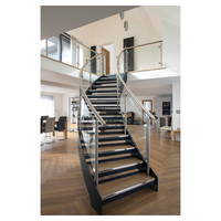 Escalier latéral esthétique au design élégant, durable et résistant aux charges, escalier préfabriqué courbé pour maison duplex