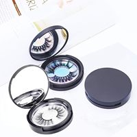 Boîte de rangement magnétique pour cils en plastique noir mat de grande capacité avec miroir, matériaux recyclés, cosmétique directement de l'usine