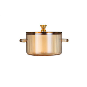 Casserole en verre borosilicate transparent de 1,5 L avec couvercle compatible induction au design moderne pour la cuisine à domicile - Product Image 6