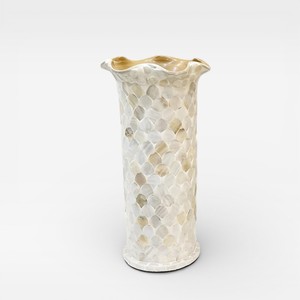 Jarrón de mesa hecho a mano con nácar natural, jarrón de flores de lujo con mosaico de conchas, elegante decoración para la sala de estar del hogar. - Product Image 1