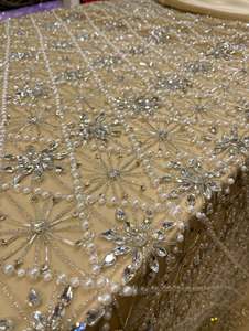 Embroidered Beaded <b>Fabric</b> with Rhinestones New Arrival Material for Dresses Handmade Lace for Evening Gowns Bridal Apparel - Product Image 2