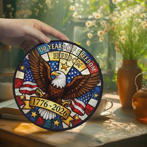 Pendentif suspendu attrape-soleil en vitrail pour le 250e anniversaire des États-Unis, design Aigle de la Liberté 1776-2026 - Product Image 2
