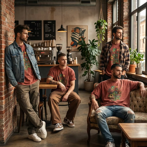 T-shirt Homme Personnalisé Impression Numérique DTG Coton Épais 260 GSM Coupe Boxy Vintage Effet Délavé Graphique Rétro Streetwear - Product Image 2