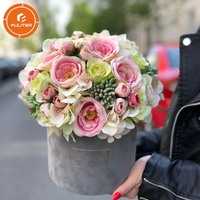 Boîte d'emballage rigide en velours faite à la main sur mesure, boîte cylindrique pour fleurs, boîte à chapeau pour roses