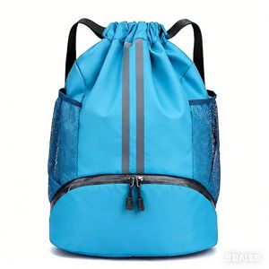 Dry Wet Separation Drawstring <b>Backpack</b> <b>with</b> Shoe <b>Compartment</b> Waterproof Gym Bag for Swimming Basketball Soccer Sport Bag - Product Image 5