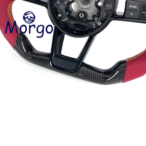 Volant en fibre de carbone style F1 avec cuir rose pour <span class=keywords><strong>Audi</strong></span> <span class=keywords><strong>RS4</strong></span> A4 B8.5 TT 8J S8 D4 S4 RS3 8V A6 C6 <span class=keywords><strong>MK1</strong></span> - Product Image 4