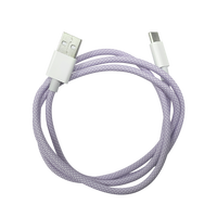 Kabel Data Ungu 5A Hemat Energi untuk Ponsel dan Tablet USB ke Type-C Pengisi Daya Cepat 100cm Tahan Lama