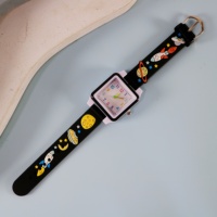 Montre-bracelet carrée pour enfants, motif avion de dessin animé, sportive et tendance, mouvement à quartz, bracelet en silicone, aiguilles, résistante à l'eau, design amusant et mignon