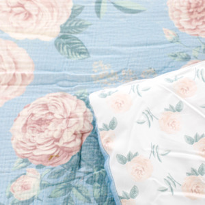 Aoyatex Thoải Mái Lãng Mạn Rose In Bộ Đồ Giường Tùy Chỉnh Màu Xanh Hoa Trang Trại Thanh Lịch Phong Cách Chăn Bông Chăn Cho Giường - Product Image 3