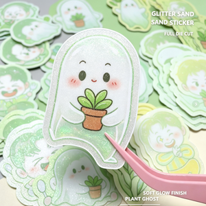 Pegatinas de Vinilo Autoadhesivas Personalizadas con Diseño de Gato de Arena Brillante, Acabado Luminoso, Estilo Kawaii, de Dibujos Animados - Product Image 2