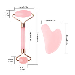 Nuovo Prodotto: Massaggiatore Facciale con <span class=keywords><strong>Rullo</strong></span> in Giada e Guasha in Quarzo Rosa con Manico in Acrilico - Product Image 6