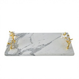 Bandeja Decorativa de Mármol Calacatta Viola con Logotipo Personalizado, Bandeja de Almacenamiento Rectangular Minimalista para Tocador con Patas de Bola - Product Image 4