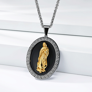 Pendentif en acier inoxydable tendance, portrait de la Vierge Marie, style rétro artistique européen et américain, ne se décolore pas - Product Image 4