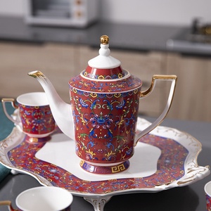 The Manufacturer Promotes European Red Enamel Color Afternoon Tea Ceramic Coffee <b>Set</b> - Product Image 2