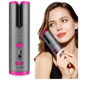 Rizador eléctrico y portátil para el cabello, plancha eléctrica de cerámica con recarga USB, giratoria, automática e inalámbrica, nuevo estilo