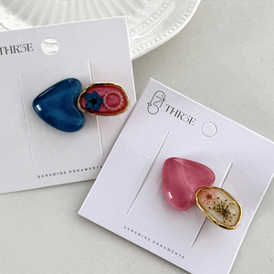 Pinza de pelo de flor eterna de <span class=keywords><strong>amor</strong></span> de resina Retro, horquilla de corazón rosa azul, pasadores bonitos para mujeres y niñas, pinzas laterales, accesorios para el cabello, moda - Product Image 5