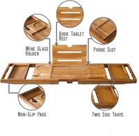 Accessoires de salle de bain extensibles Plateau de bain pour baignoire (bois d'acacia)