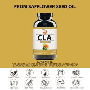 Cápsulas blandas de CLA OEM ODM con 1300 mg de CLA, sin OMG, gelatina halal, apoya el rendimiento en el ejercicio y el culturismo con ingredientes limpios. - Product Image 6