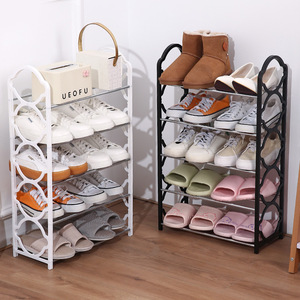 Four Tier Shoe Rack Black Rectangle Standing Type Dustproof Storage For Doorways Multi Layer Space Saving Sports Shoes Capacity - Product Image 2