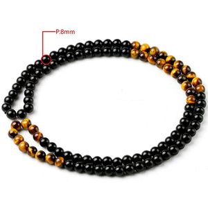 <span class=keywords><strong>Collana</strong></span> da <span class=keywords><strong>Uomo</strong></span> di Moda con <span class=keywords><strong>Perline</strong></span> in Pietra Occhio di Tigre e Onice Nero, Gioiello in Pietra Naturale Idea Regalo - Product Image 3
