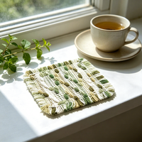 Sous-verre en jacquard bohème tissé, en polyester et coton absorbant, pour tasses à café, protection de table, motif et couleur personnalisables, vente en gros