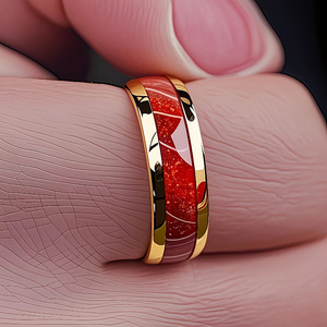 Anillo de hombre con acabado en madera y chapado en oro, personalizado, estilo hip-hop, venta al por mayor. - Product Image 4