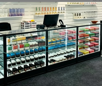 Vitrine de Comptoir 6FT en Verre Trempé avec Éclairage RGB en Option pour Magasins de Tabac et Commerces de Détail