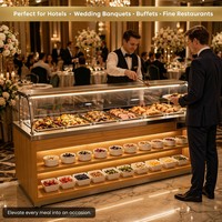 Pemanas Makanan Listrik Model Buffet Komersial dengan Bak Air dan Lapisan Motif Kayu Bambu untuk Hotel Restoran