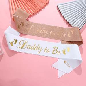 Mommy <strong>Mum</strong> <strong>to</strong> <strong>Be</strong> Baby Sash Footprint Blue Boy Girl Baby Shower Decoration Sash Newborn Party Decoration Pregnant Mom Favor Gift - Product Image 5