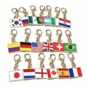 Porte-clés en métal émaillé avec drapeau national, breloques DIY pour bracelet, breloques pour la fabrication de bijoux, pendentif porte-clés drapeau de pays - Product Image 2