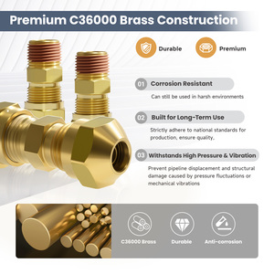 Raccords de tuyau de compression en <span class=keywords><strong>laiton</strong></span> certifiés DOT pour systèmes de freinage à air comprimé, adaptés aux tubes en nylon SAE J844 - Product Image 5