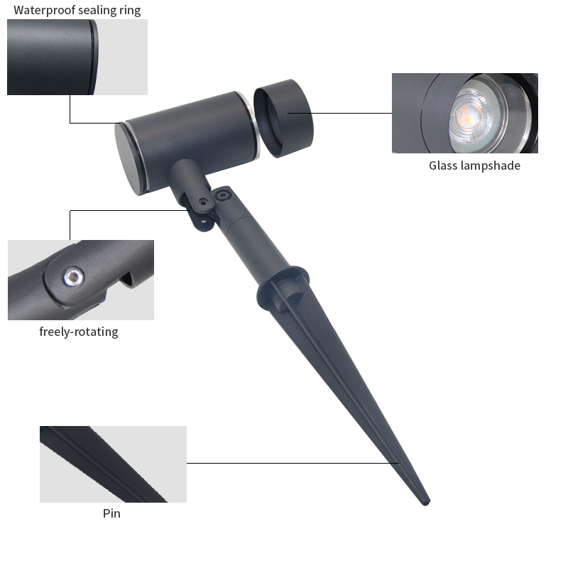 Spike Light RoHS CE Black 220v-240v Plug-in GU10 Garden Spot Landscape Garden Light
