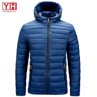 Veste d'hiver matelassée en gros avec capuche, col montant, noir, grande taille, épaisse, matelassée, pour hommes