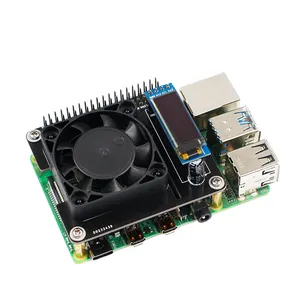 4pin IIC 3高亮度RGB编程灯冷却帽，带可调风扇和有机发光二极管，适用于覆盆子Pi 5 4B 3B RDK