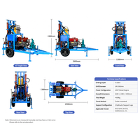 Foreuse Hydraulique Portable pour Puits d'Eau à Haute Efficacité, sur Roues, avec Moteur Diesel Bicylindre de 30 CV, Plage de Forage 50m-200m