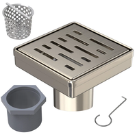 Siphon de douche carré linéaire de 4, 5, 6 pouces en acier inoxydable 304, anti-odeur, grande capacité, finition brossée, pour salle de bain, hôtel, maison