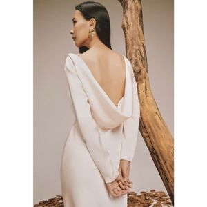 Best Price Satin Ivory <b>Dress</b> for Women Ladies Elegant Fall Collection with ODM Services Made in Vietnam Charm Positioned on Back - Product Image 2