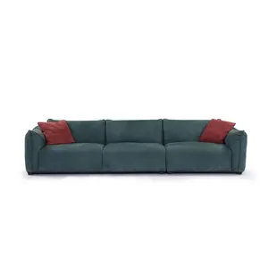 Phong Cách Ý Nubuck Da Phòng Khách Nội Thất Nhà Hiện Đại Sofa Set Nội Thất Sang Trọng Da Đầy Đủ 4 Chỗ Ngồi Sofa Couch