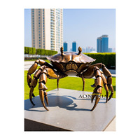 Grande sculpture de crabe en bronze, sculpture d'art animalier moderne en métal moulé sur mesure, décoration extérieure pour océanarium