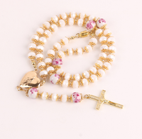 Pièce centrale de chapelet plaquée or faite à la main, style religieux dévotionnel traditionnel pour église, cadeau religieux, bijou de foi
