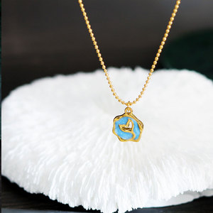Collar con colgante de cola de ballena esmaltada de acero inoxidable 316L chapado en oro de 14k y 18k, estilo hawaiano de verano, para mujer, venta al por mayor - Product Image 2
