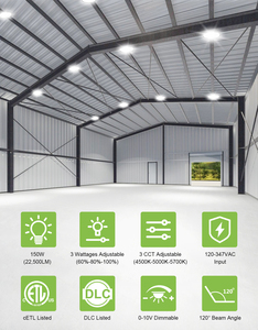 Luminaires industriels suspendus UFO 150W/120W/90W pour terrains de badminton, corps en alliage d'aluminium, pour ateliers, garages, centres commerciaux - Product Image 2