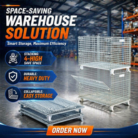 Conteneur en treillis métallique galvanisé pliable et empilable pour stockage en entrepôt