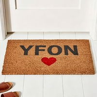 Tapis de bienvenue extérieur personnalisé en fibre de coco avec nom et bordure noire, antidérapant, texte personnalisé pour porche et maison, commande en gros