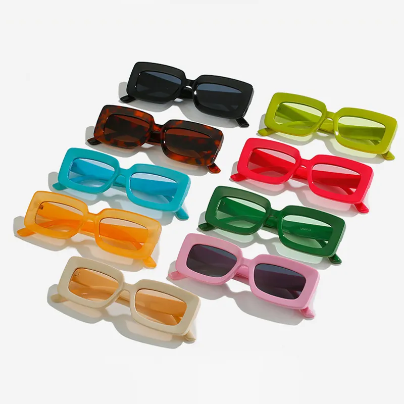 2022 маленькие квадратные прозрачные солнцезащитные очки в стиле ретро конфетные желеобразные женские солнцезащитные очки высокого качества Цветные прямоугольные солнцезащитные очки