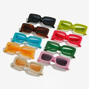 2022 Kacamata Hitam Persegi Kecil Transparan Retro Macaron Candy Jelly Kacamata Hitam Wanita Kualitas Tinggi Berwarna Persegi Panjang