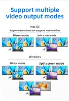 Station d'accueil Type-C 11-en-1 avec HDTV, DP 4K, VGA, charge PD, 3,5 mm, triple écran MST, hub Gigabit USB 3.2 pour ordinateur portable MacBook, hub USB-C